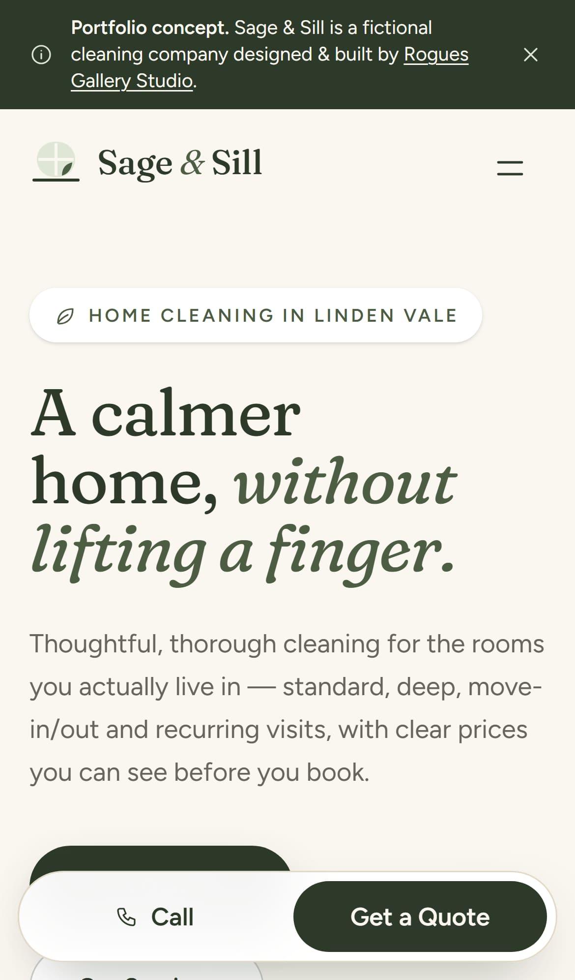Sage & Sill homepage on a phone